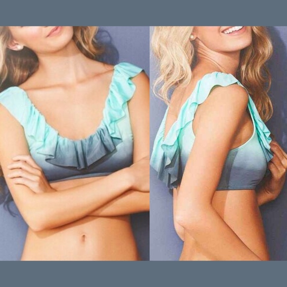 NEW Maaji Minty Ombre Ruffle‎ Reversible Bikini Top [SZ Large ] - Picture 1 of 6